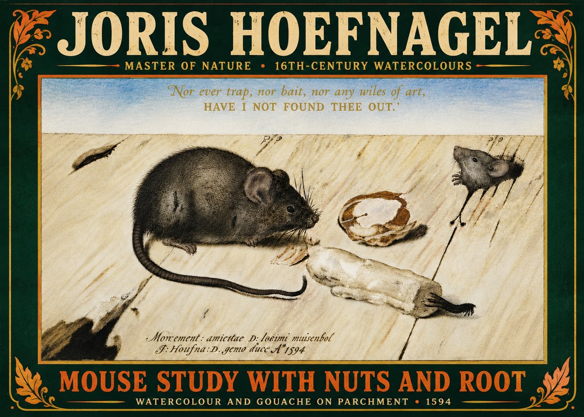 Joris Hoefnagel Mouse Study with Nuts and Root No6 - Poszter