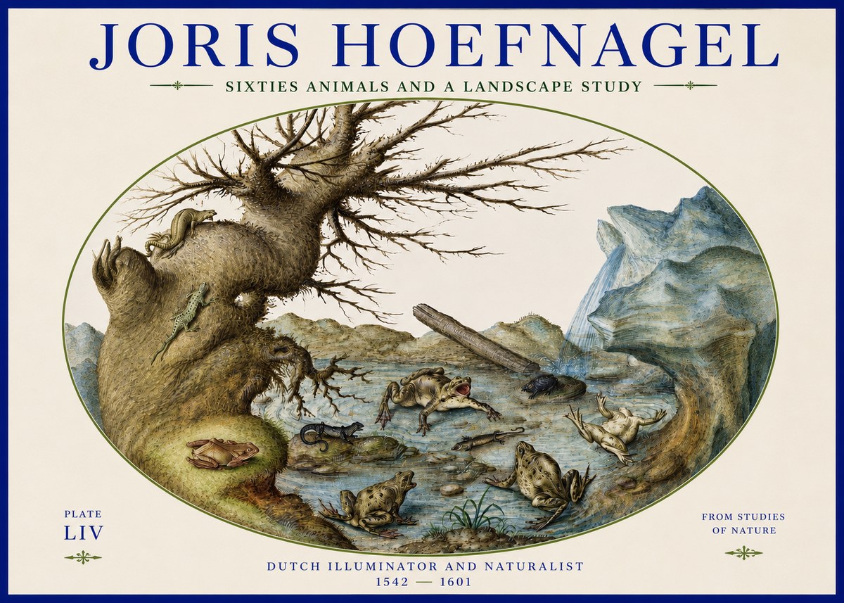 Joris Hoefnagel Sixtties Animals and a Landscape Study No3 - Poszter