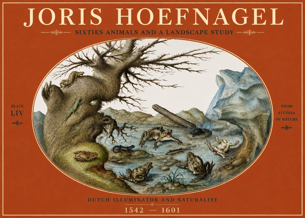 Joris Hoefnagel Sixtties Animals and a Landscape Study No6 - Poszter