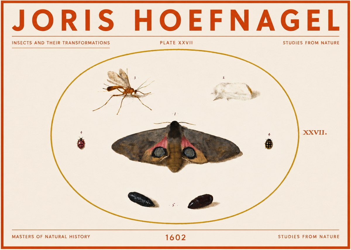 Joris Hoefnagel Insects and Their Transformations - Plate Xxvii No5 - Poszter