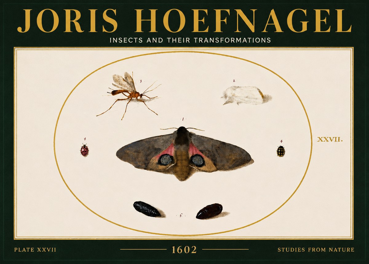 Joris Hoefnagel Insects and Their Transformations - Plate Xxvii No6 - Poszter