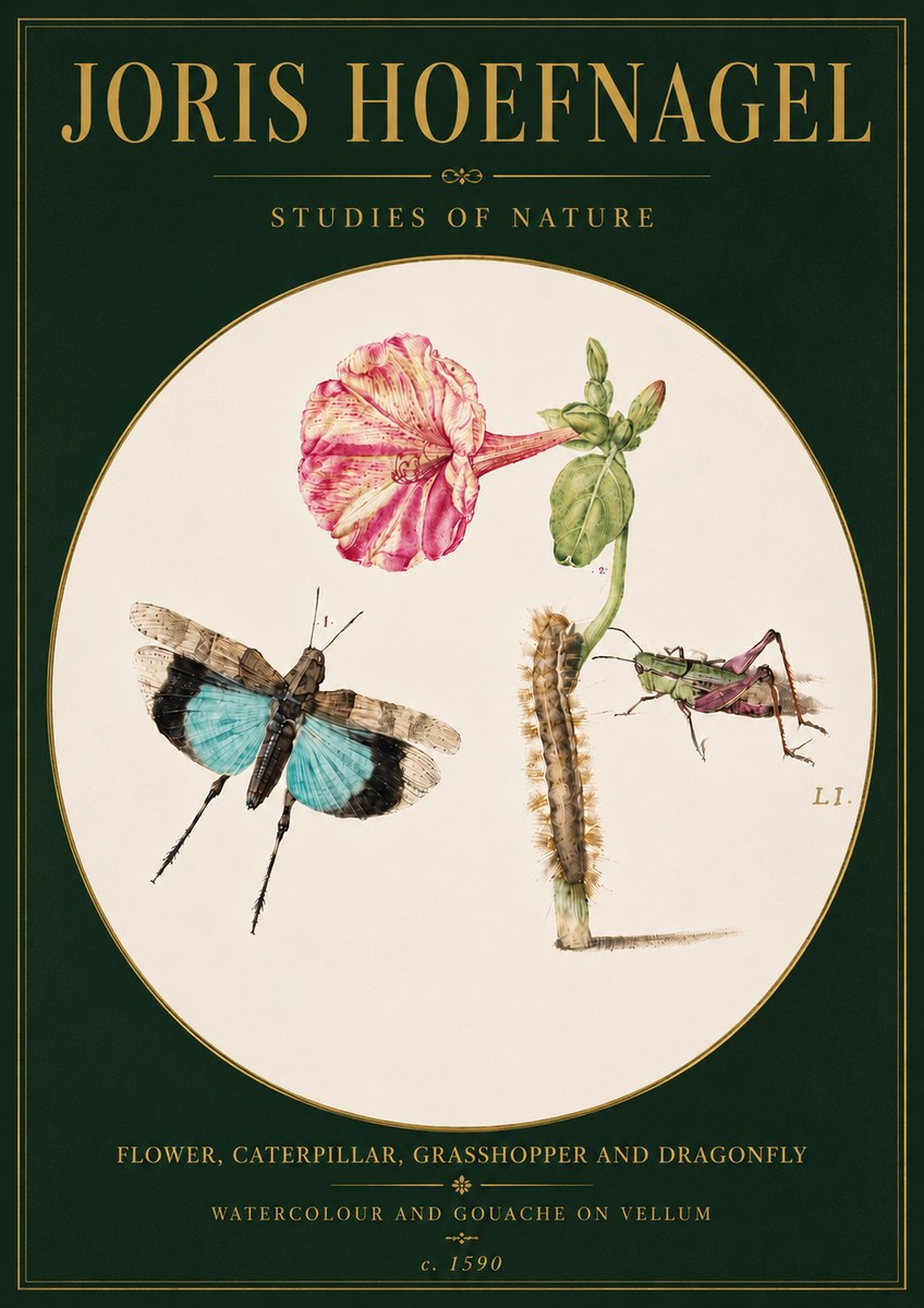 Joris Hoefnagel Plate L1. Studies of Insects and Plants No6 - Poszter