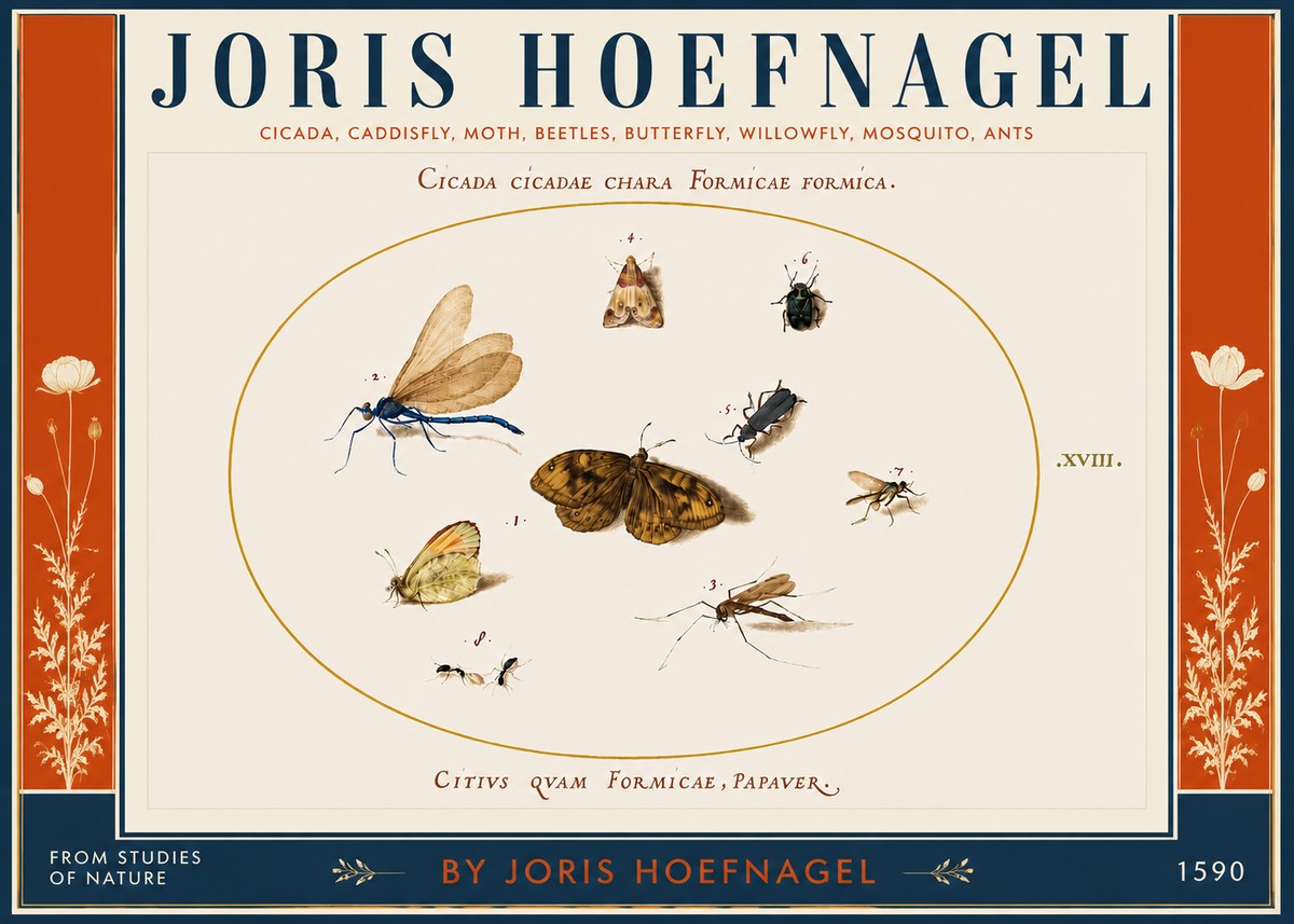 Joris Hoefnagel Cicada Cicadae Chara Formicae Formica. No4 - Poszter