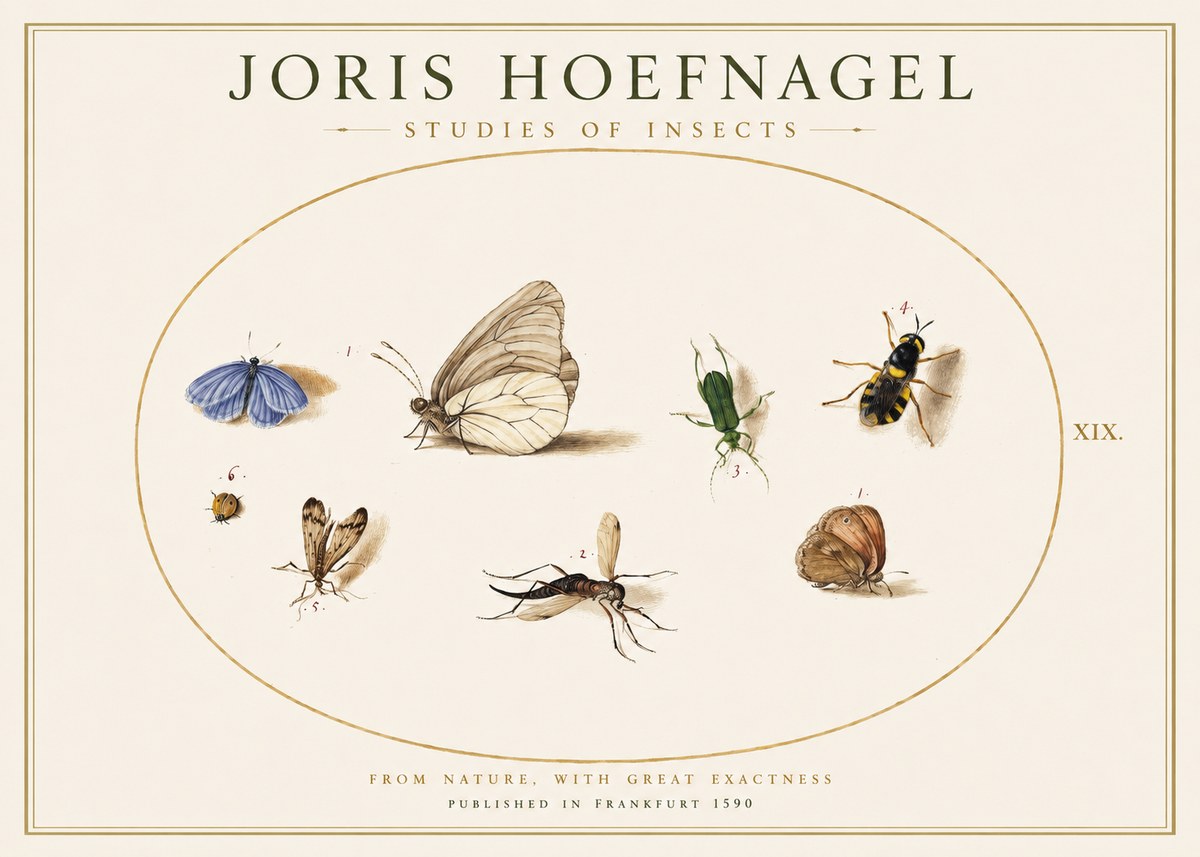 Joris Hoefnagel Studies of Insects V No1 - Poszter