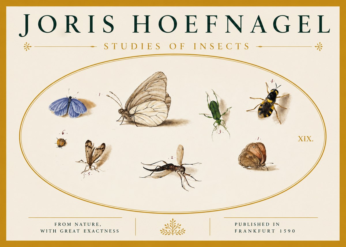 Joris Hoefnagel Studies of Insects V No4 - Poszter