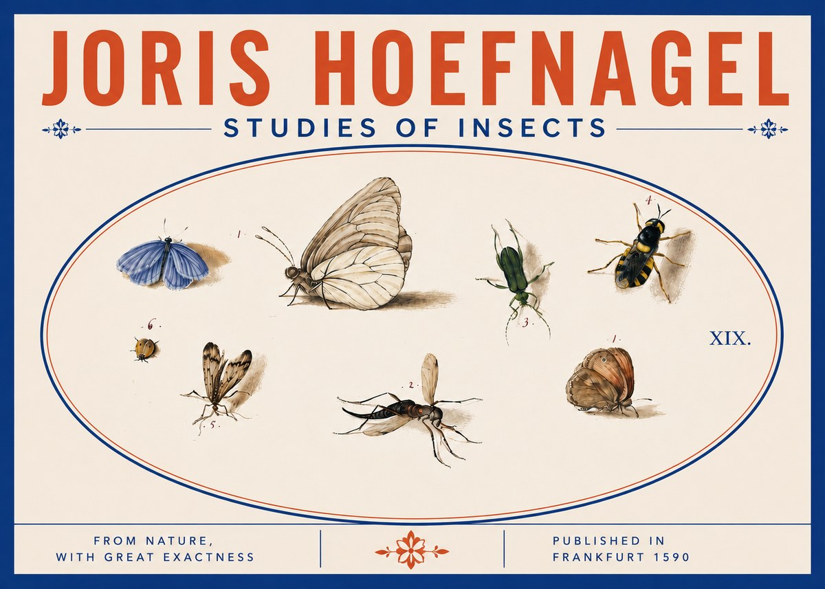 Joris Hoefnagel Studies of Insects V No5 - Poszter