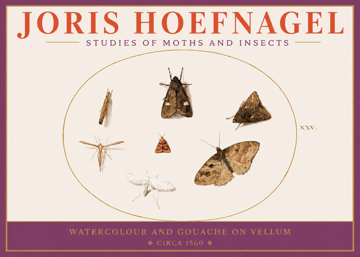 Joris Hoefnagel Studies of Moths and Insects - Xxv. No3 - Poszter