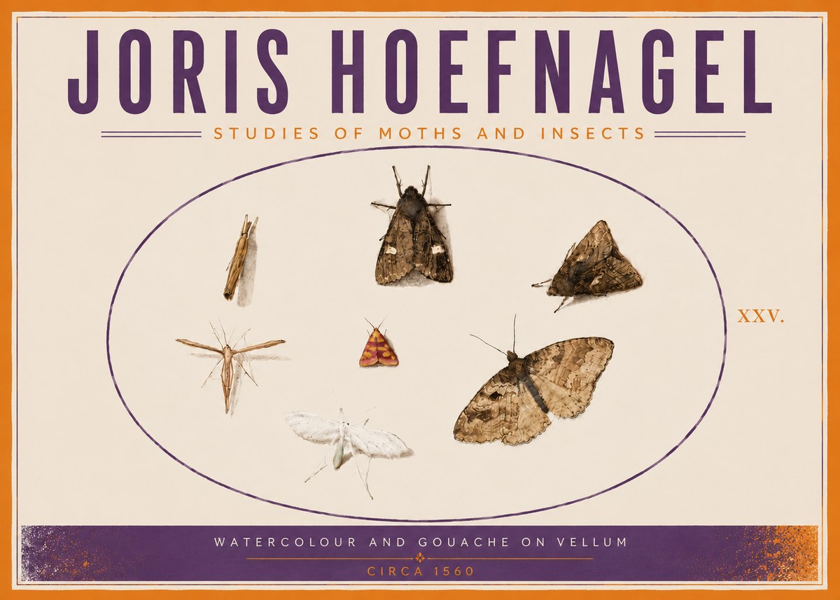 Joris Hoefnagel Studies of Moths and Insects - Xxv. No5 - Poszter