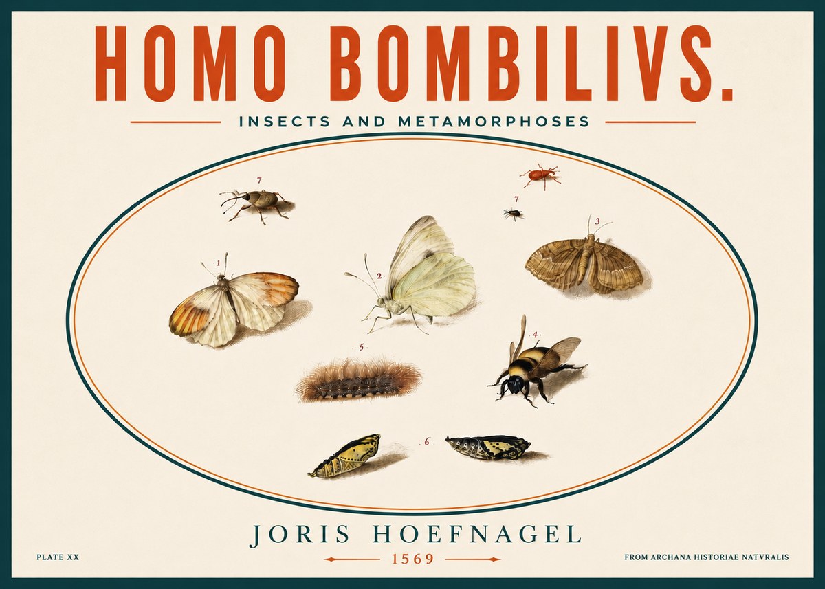 Joris Hoefnagel Homo Bombilivs. Insecta Et Metamorphoses No5 - Poszter