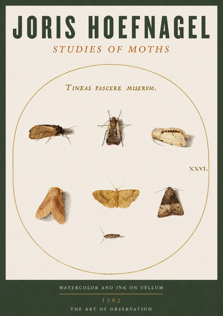 Joris Hoefnagel Studies of Moths II No2 - Poszter
