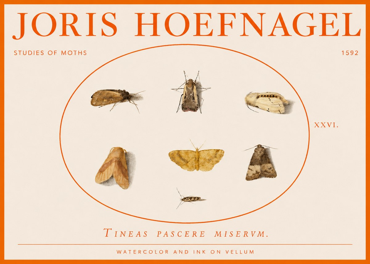 Joris Hoefnagel Studies of Moths II No3 - Poszter