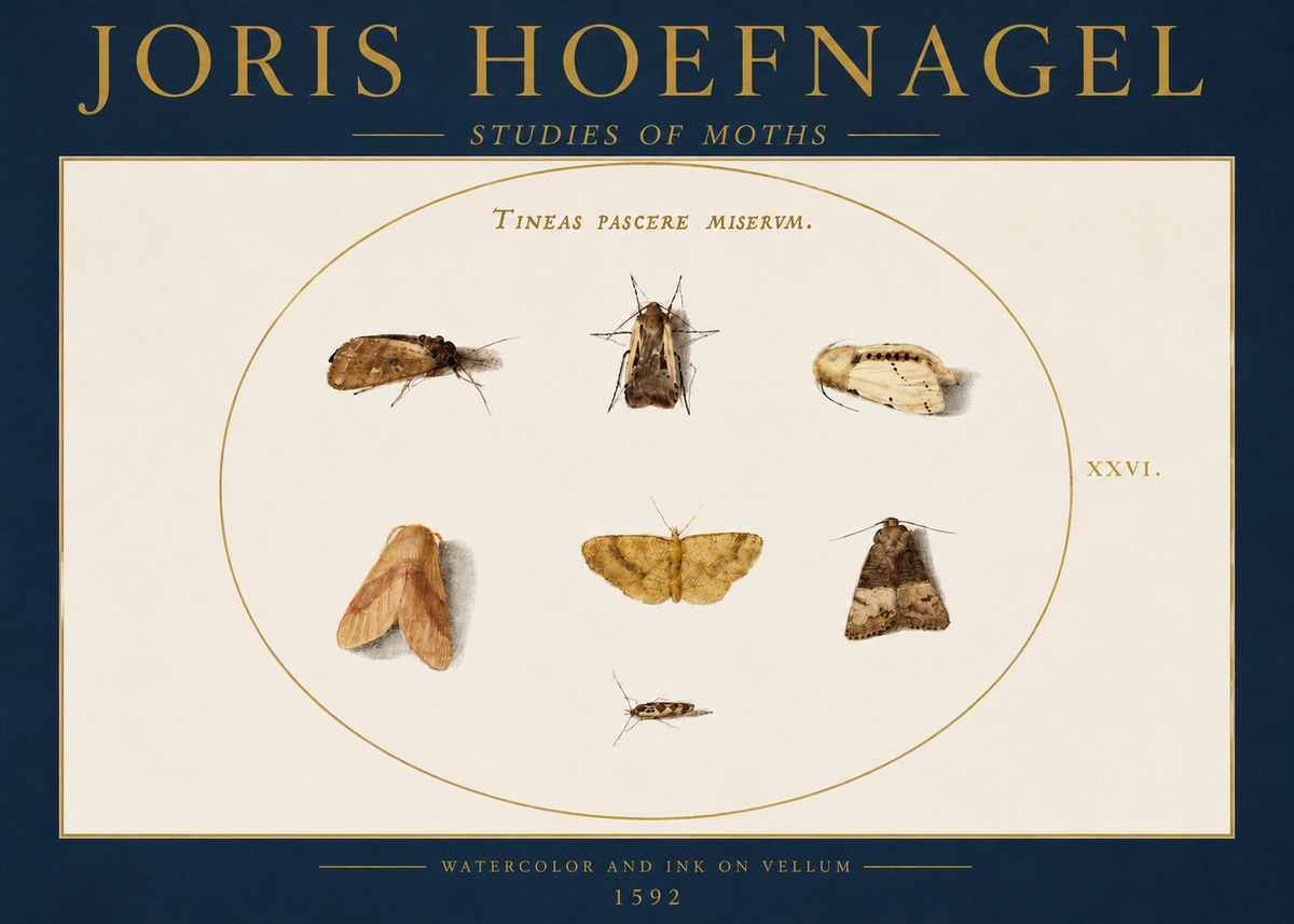 Joris Hoefnagel Studies of Moths II No4 - Poszter