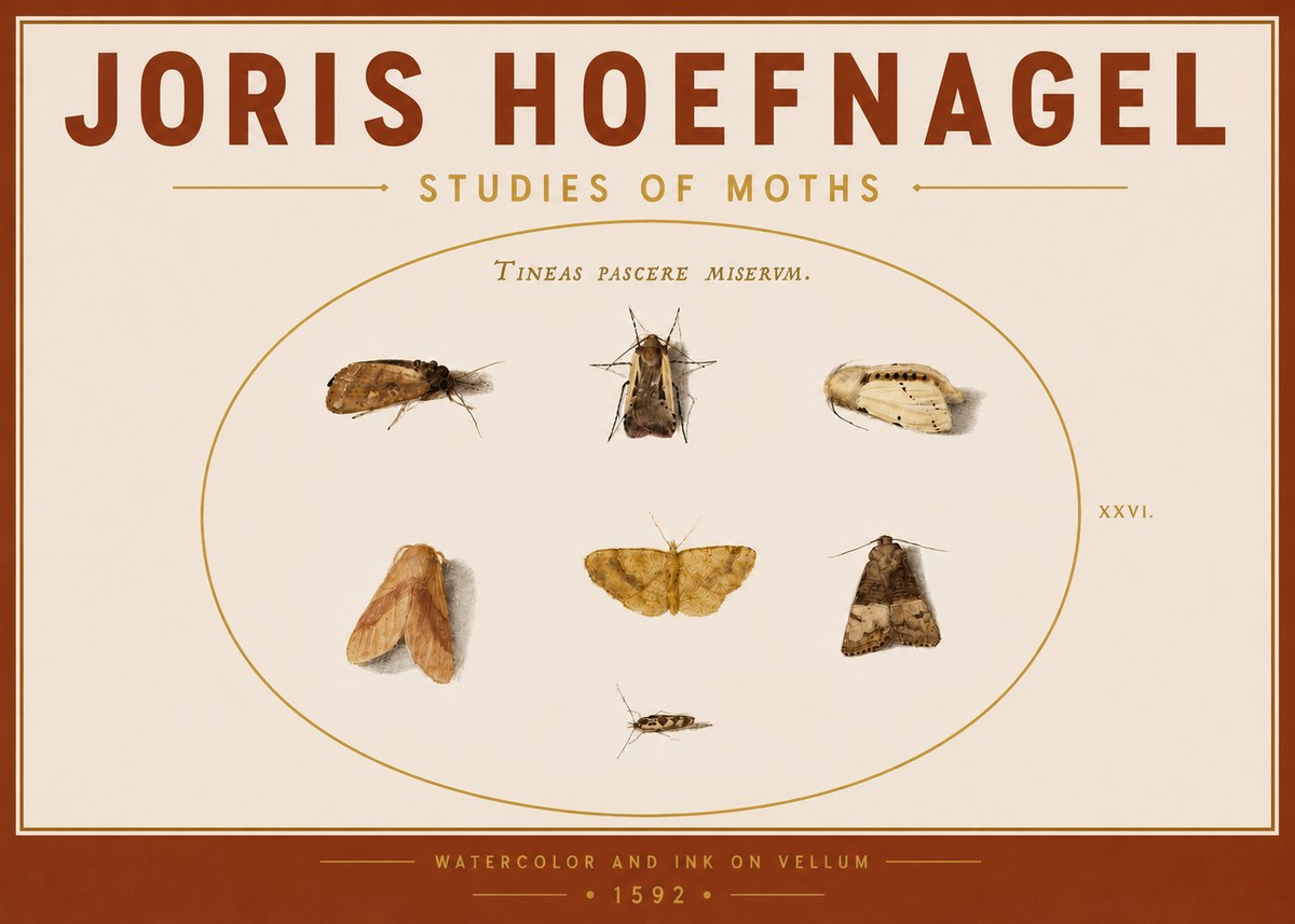 Joris Hoefnagel Studies of Moths II No5 - Poszter