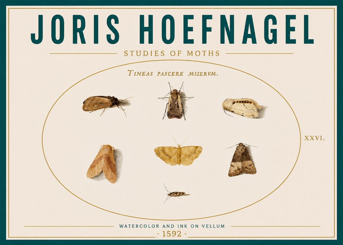Joris Hoefnagel Studies of Moths II No6 - Poszter