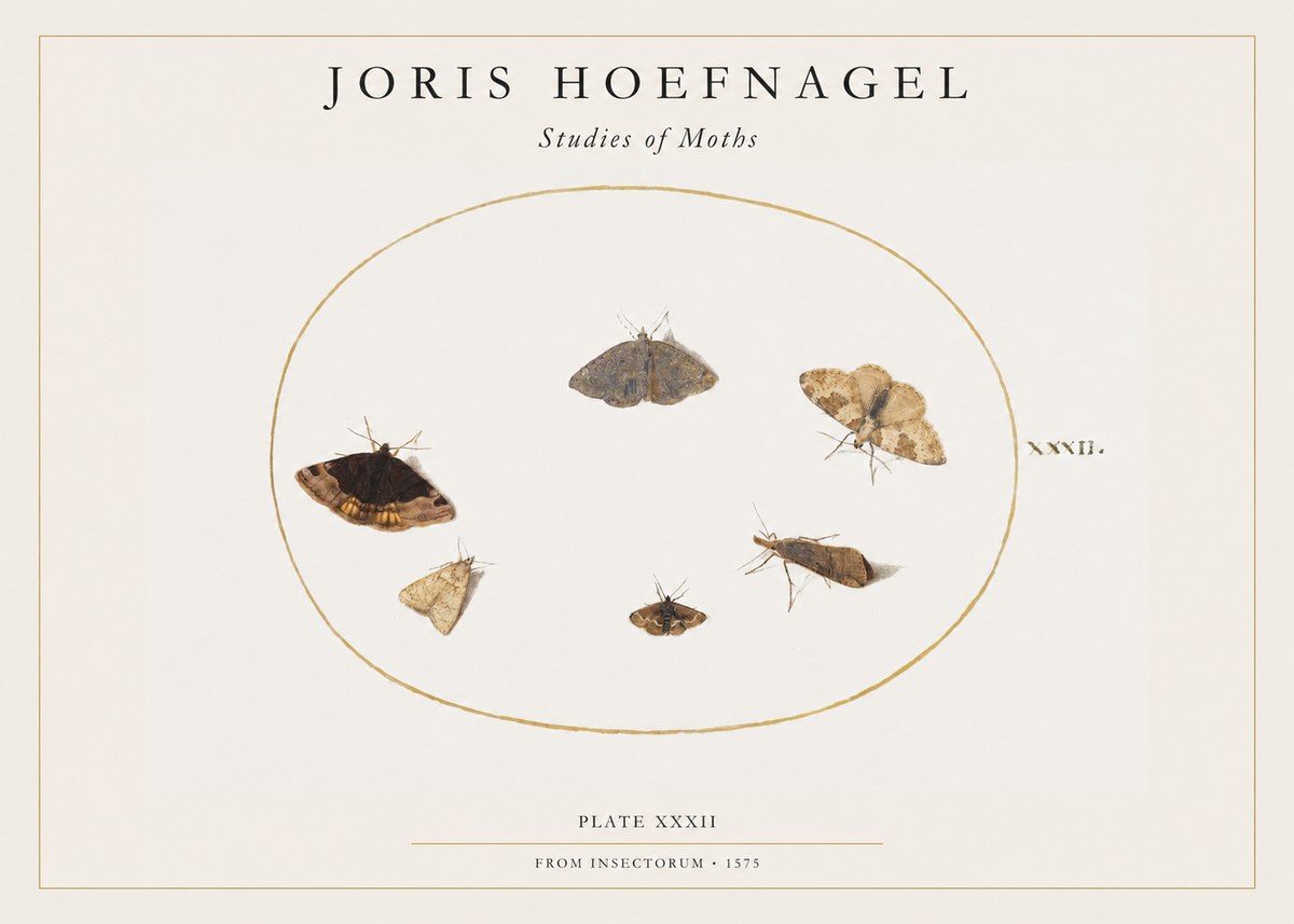 Joris Hoefnagel Studies of Moths III No1 - Poszter