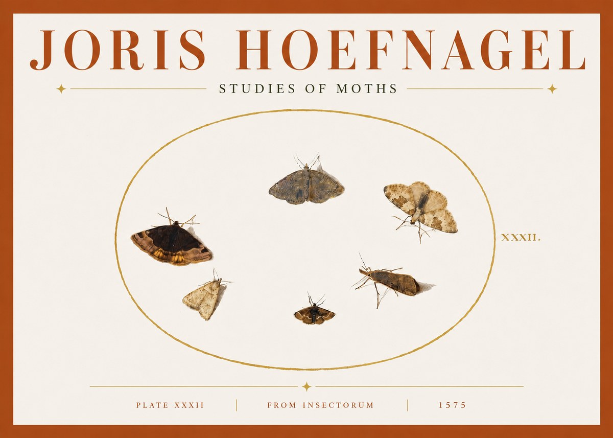 Joris Hoefnagel Studies of Moths III No5 - Poszter