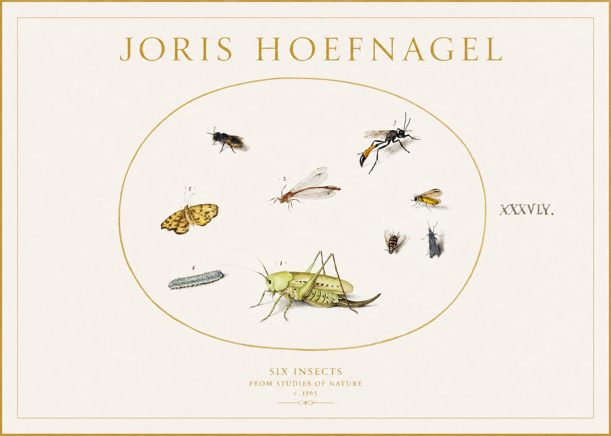 Joris Hoefnagel Six Insects from Studies of Nature C. 1565 No1 - Poszter