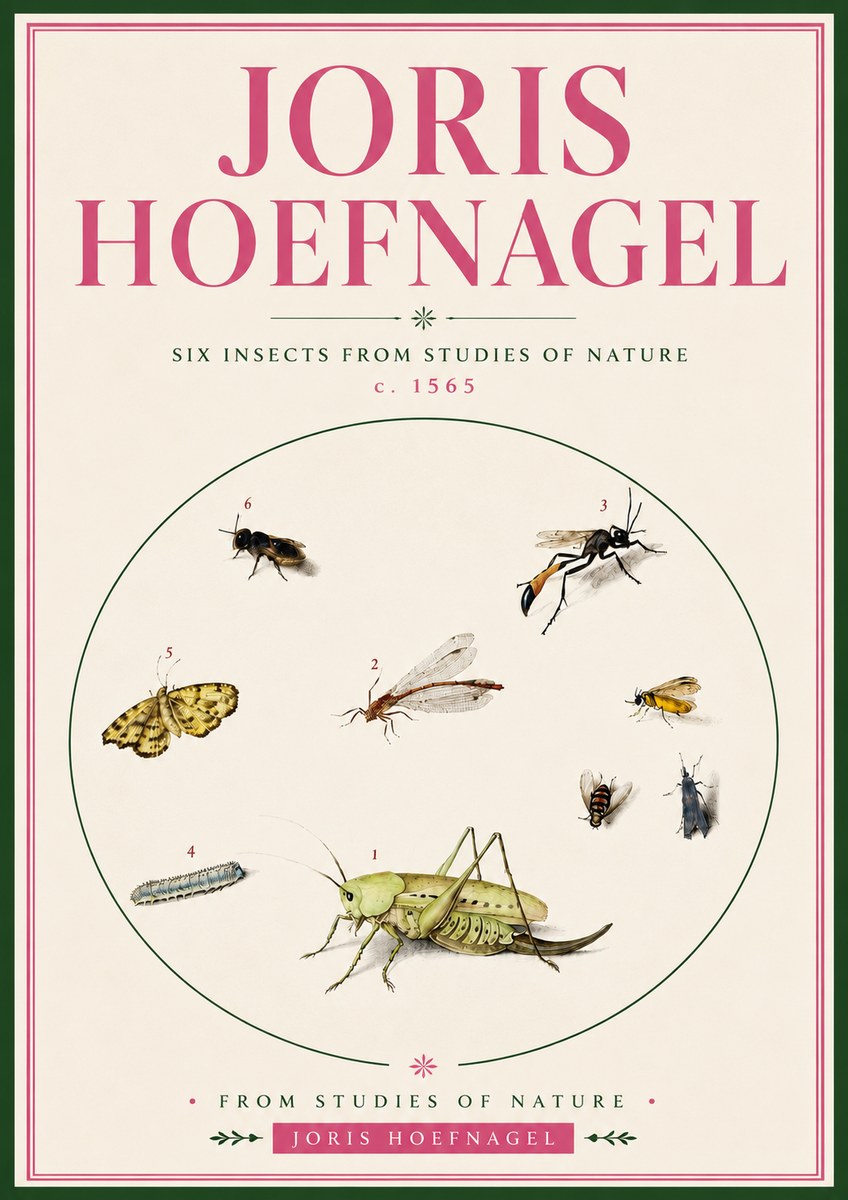 Joris Hoefnagel Six Insects from Studies of Nature C. 1565 No5 - Poszter