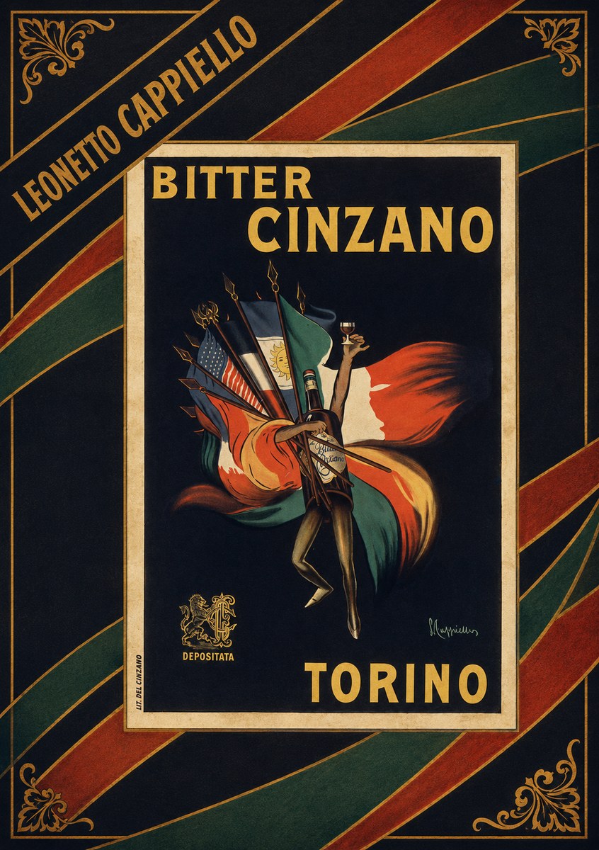 Leonetto Cappiello Bitter Cinzano Torino No3 - Poszter