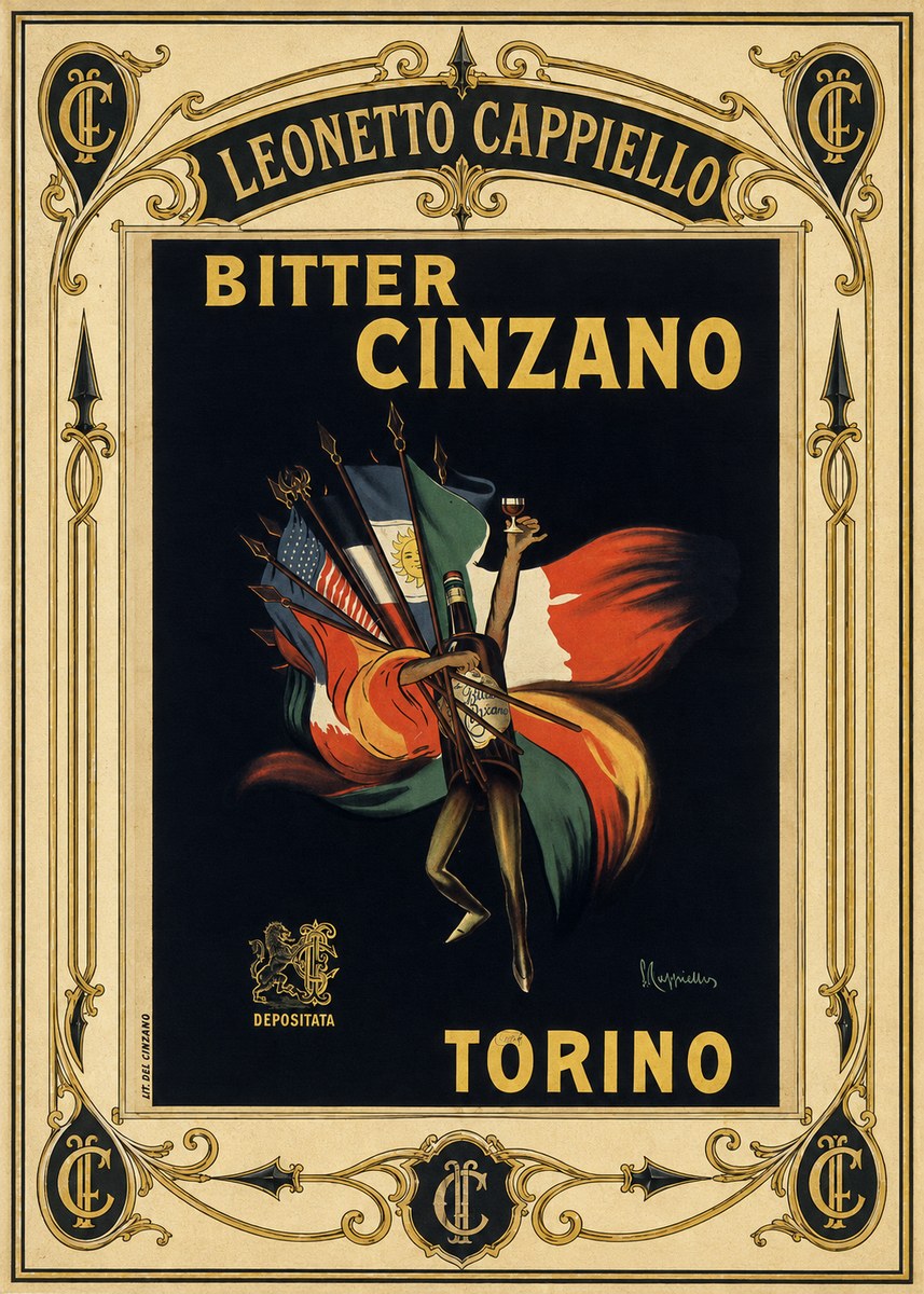 Leonetto Cappiello Bitter Cinzano Torino No4 - Poszter