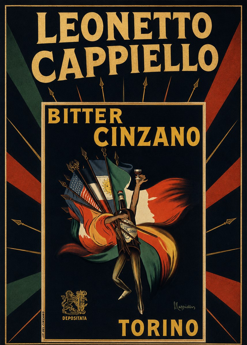 Leonetto Cappiello Bitter Cinzano Torino No5 - Poszter