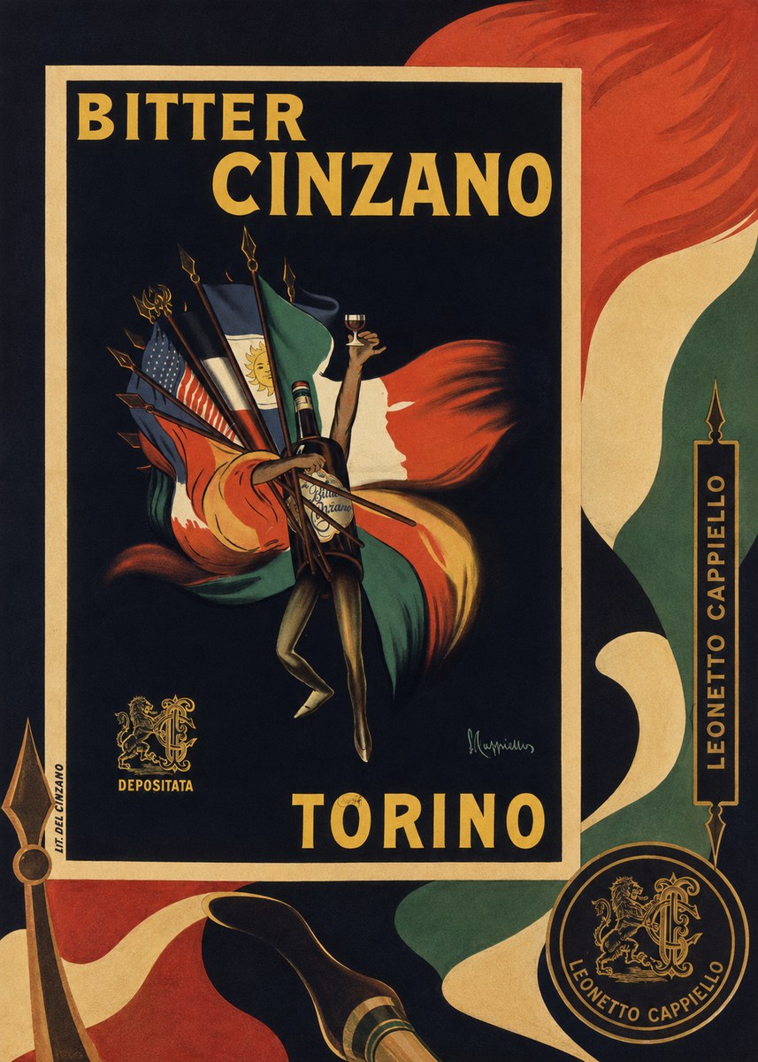 Leonetto Cappiello Bitter Cinzano Torino No6 - Poszter