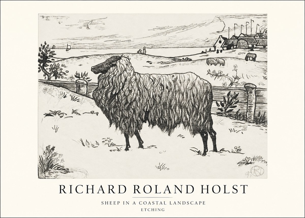 Richard Roland Holst Sheep in a Coastal Landscape No1 - Poszter