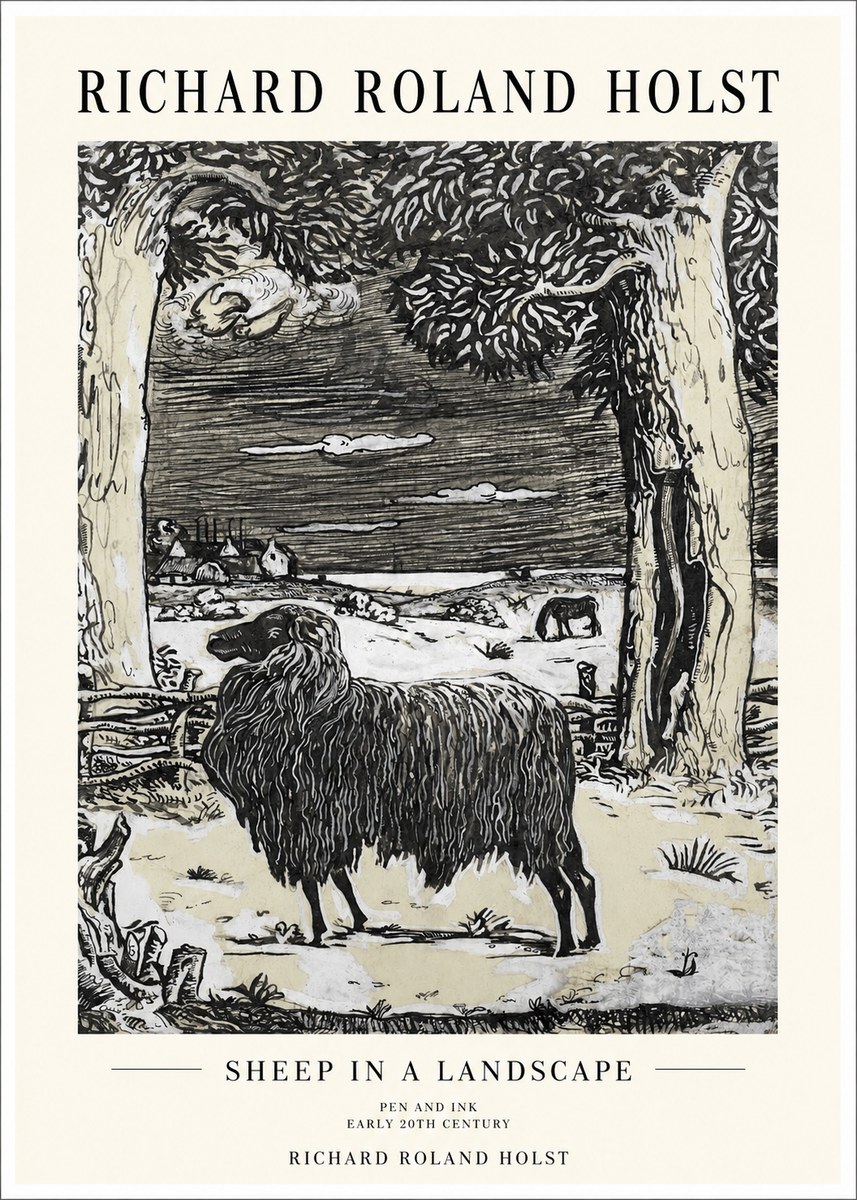 Richard Roland Holst Sheep in a Landscape No1 - Poszter