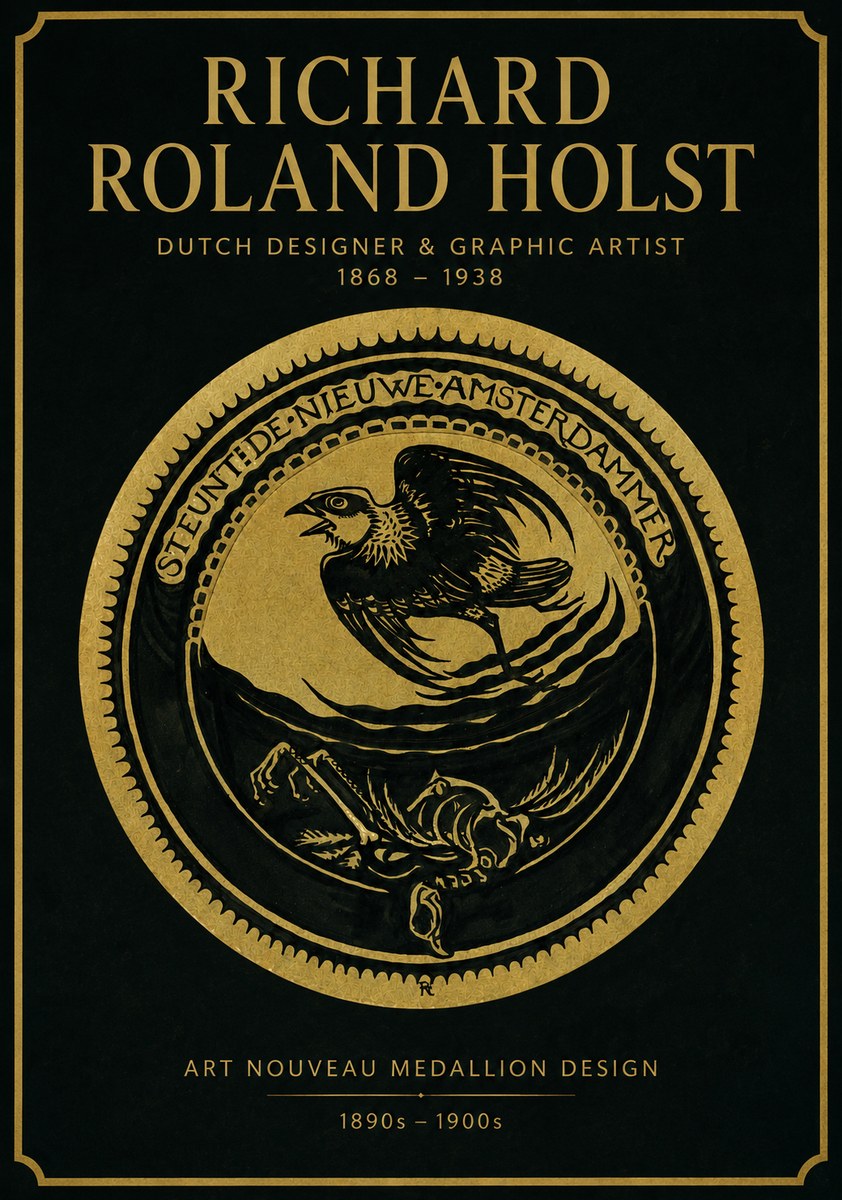 Richard Roland Holst Art Nouveau Medallion Design No2 - Poszter