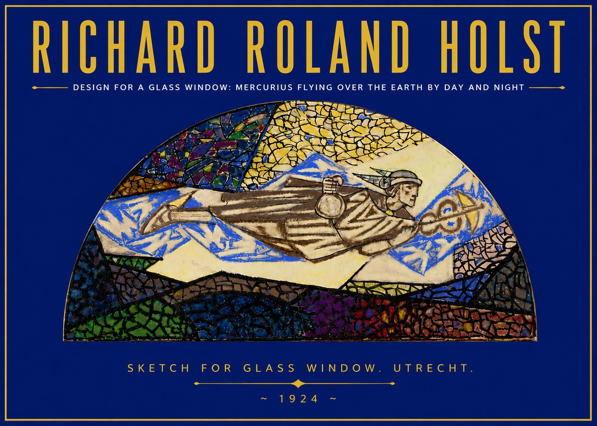 Richard Roland Holst Design for a Glass Window: Mercurius Flying over the Earth by Day and Night No5 - Poszter