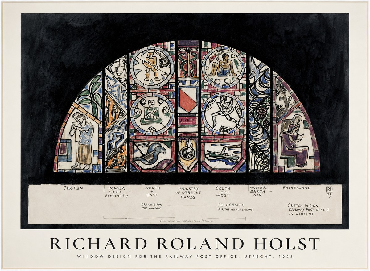 Richard Roland Holst Window Design for the Railway Post Office, Utrecht, 1923 No1 - Poszter
