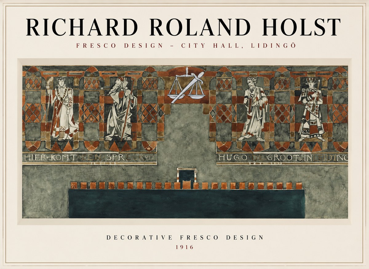 Richard Roland Holst Fresco Design - City Hall, Lidingö No1 - Poszter