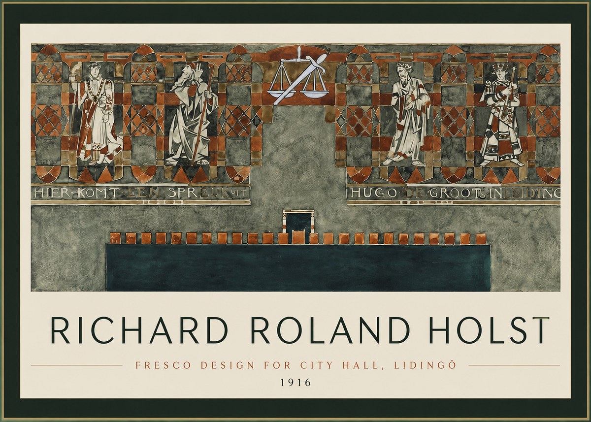 Richard Roland Holst Fresco Design - City Hall, Lidingö No2 - Poszter