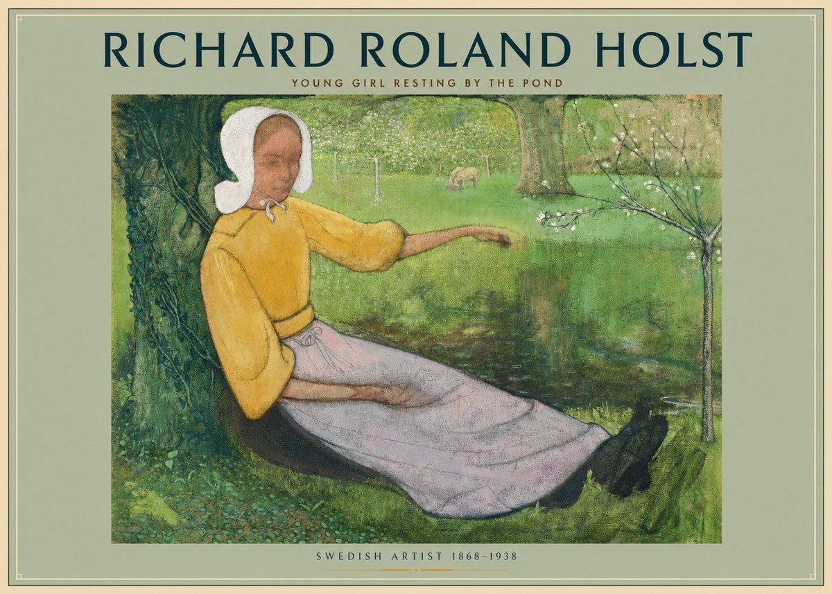 Richard Roland Holst Young Girl Resting by the Pond No2 - Poszter