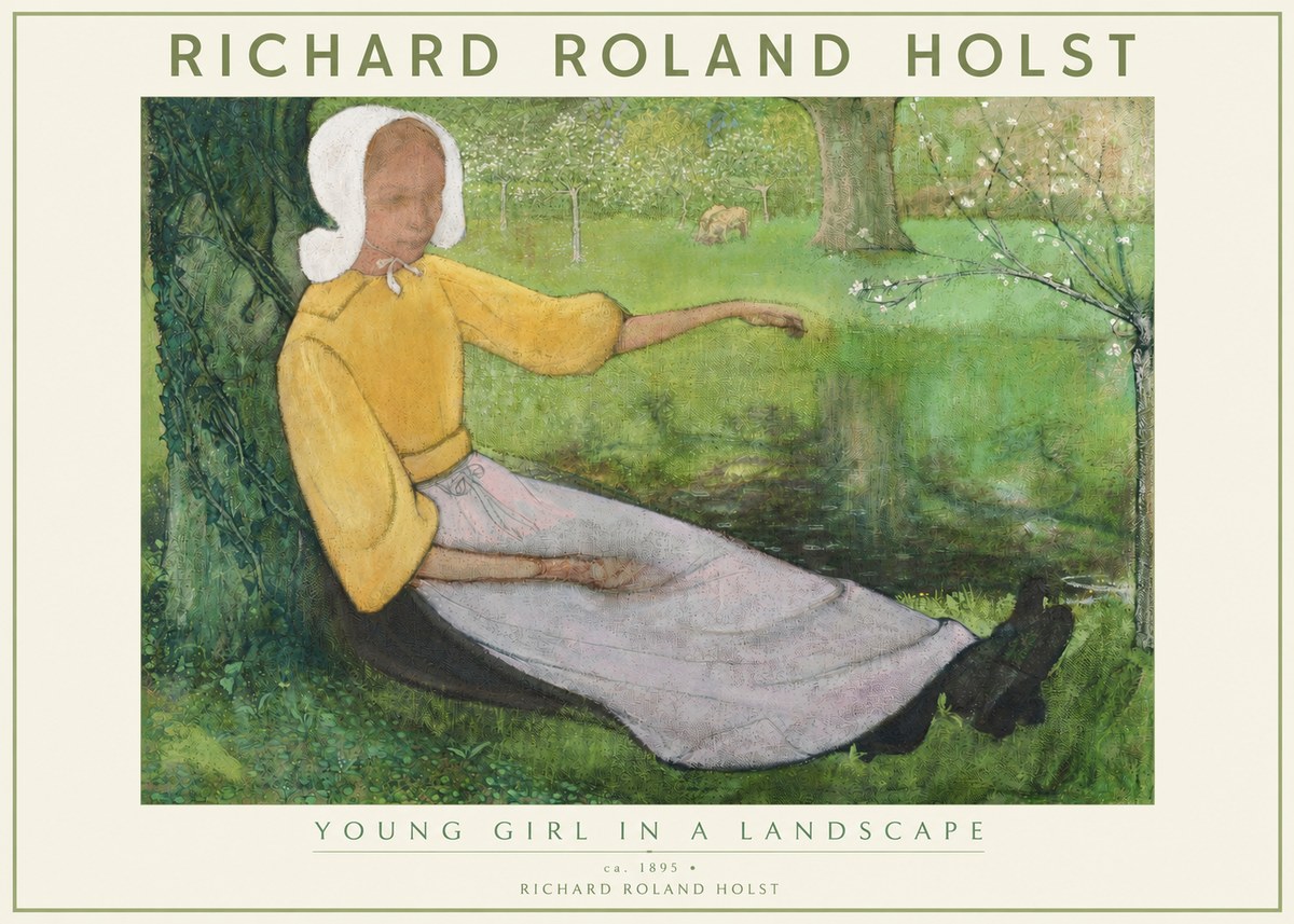 Richard Roland Holst Young Girl Resting by the Pond No3 - Poszter