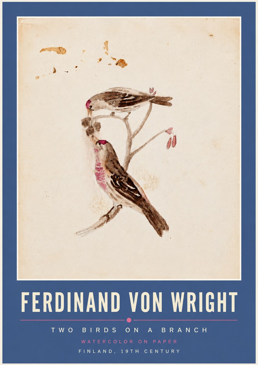 Ferdinand von Wright Two Birds on a Branch No4 - Poszter