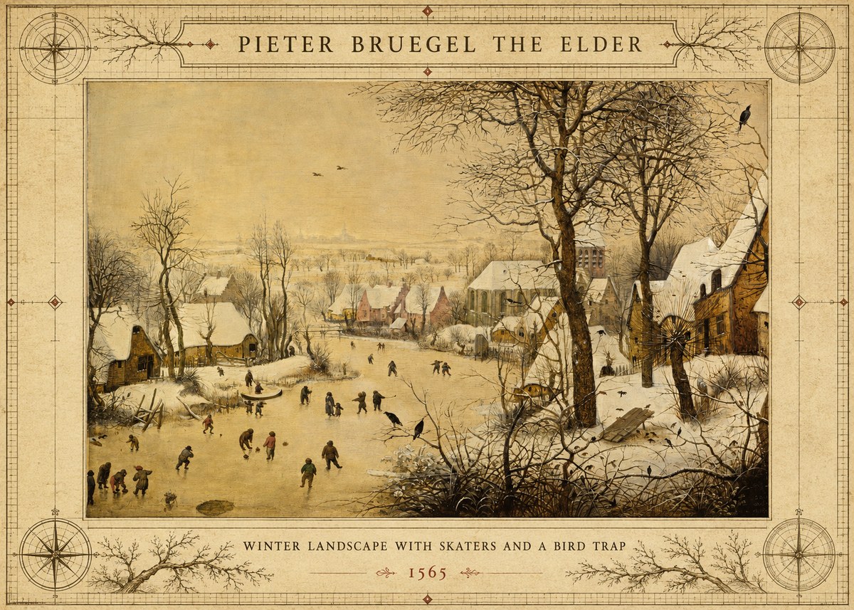 Pieter Bruegel Winter Landscape with Skaters and a Bird Trap No3 - Poszter