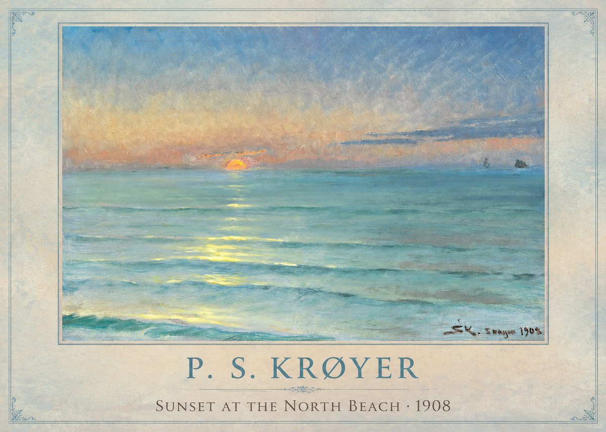 P.S. Krøyer Sunset at the North Beach No1 - Poszter