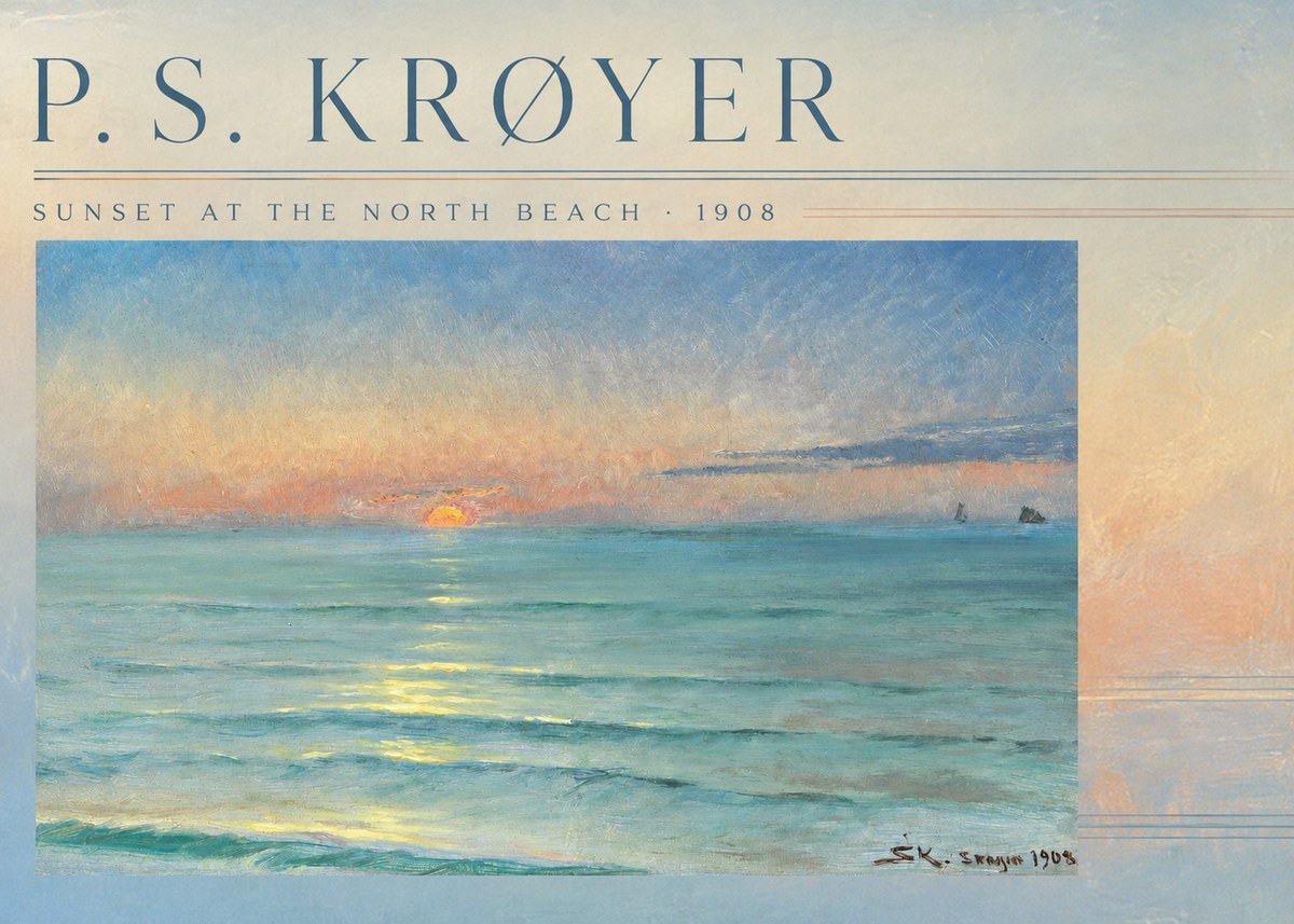 P.S. Krøyer Sunset at the North Beach No3 - Poszter