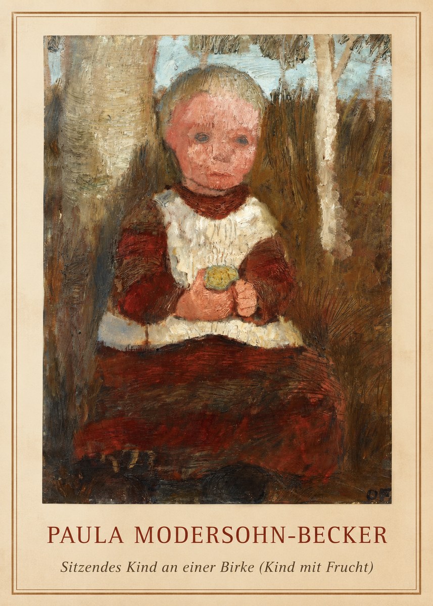 Paula Modersohn-Becker Sitzendes Kind an Einer Birke (Kind Mit Frucht) No1 - Poszter