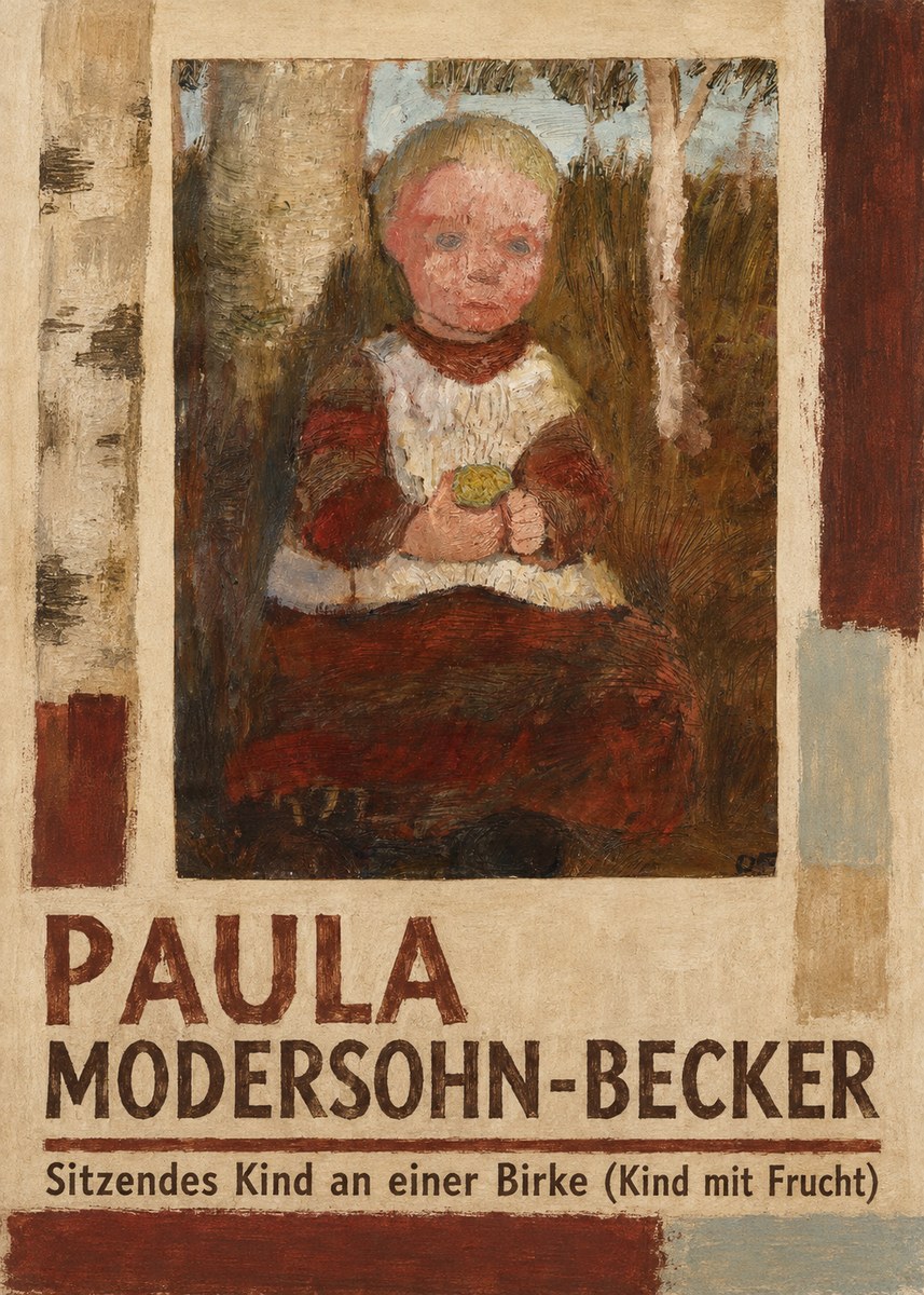 Paula Modersohn-Becker Sitzendes Kind an Einer Birke (Kind Mit Frucht) No2 - Poszter