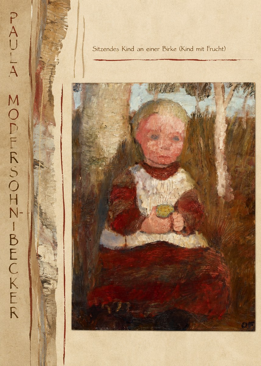 Paula Modersohn-Becker Sitzendes Kind an Einer Birke (Kind Mit Frucht) No3 - Poszter