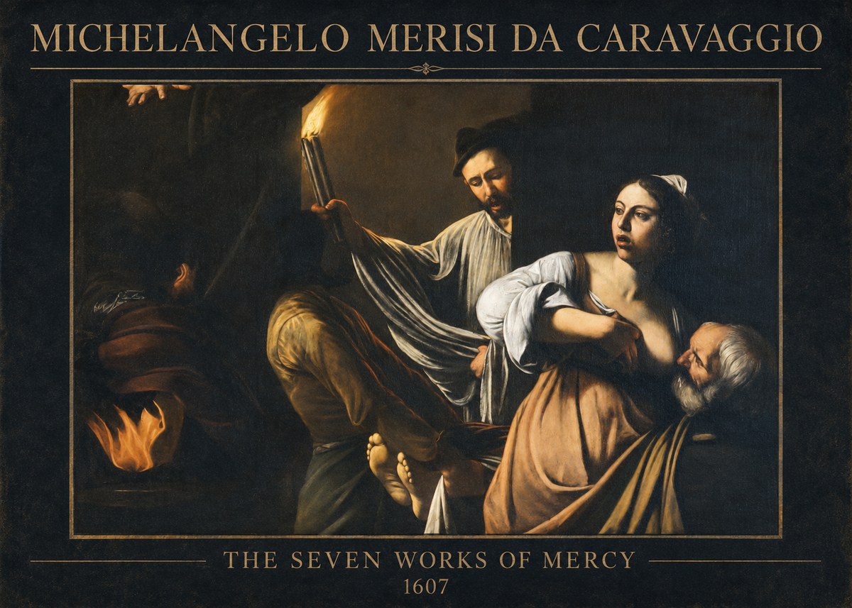 Michelangelo Merisi da Caravaggio The Seven Works of Mercy III No1 - Poszter