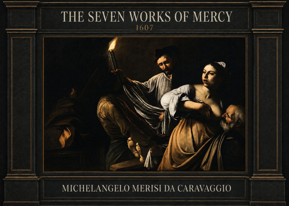 Michelangelo Merisi da Caravaggio The Seven Works of Mercy III No4 - Poszter