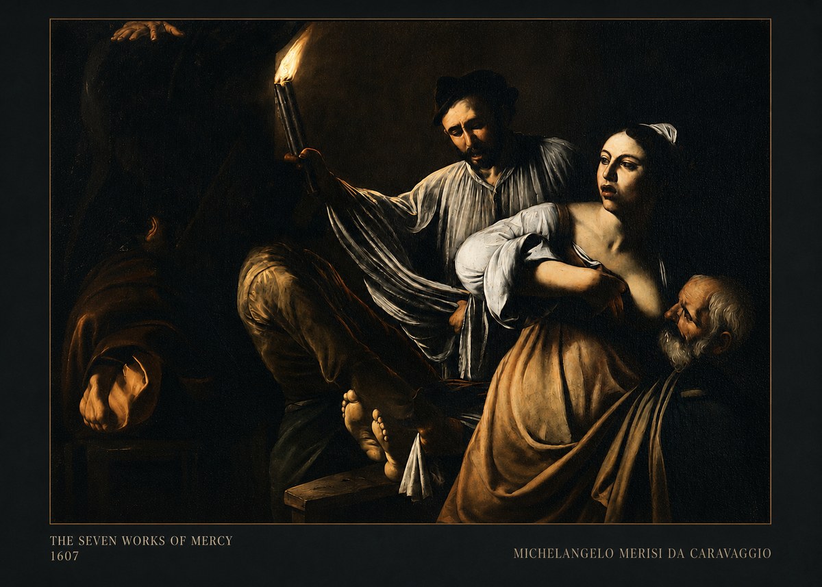 Michelangelo Merisi da Caravaggio The Seven Works of Mercy III No5 - Poszter