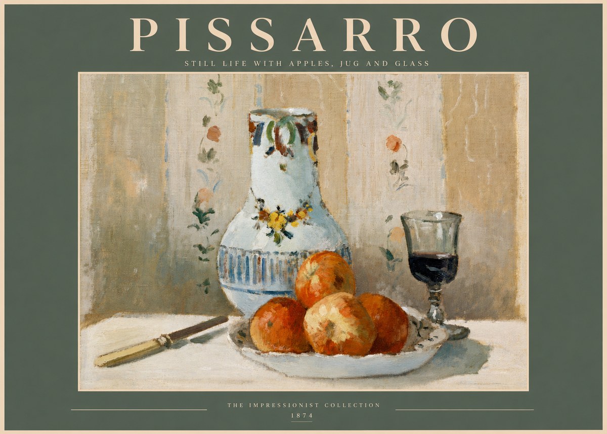 Pissarro Still Life with Apples, Jug and Glass No2 - Poszter