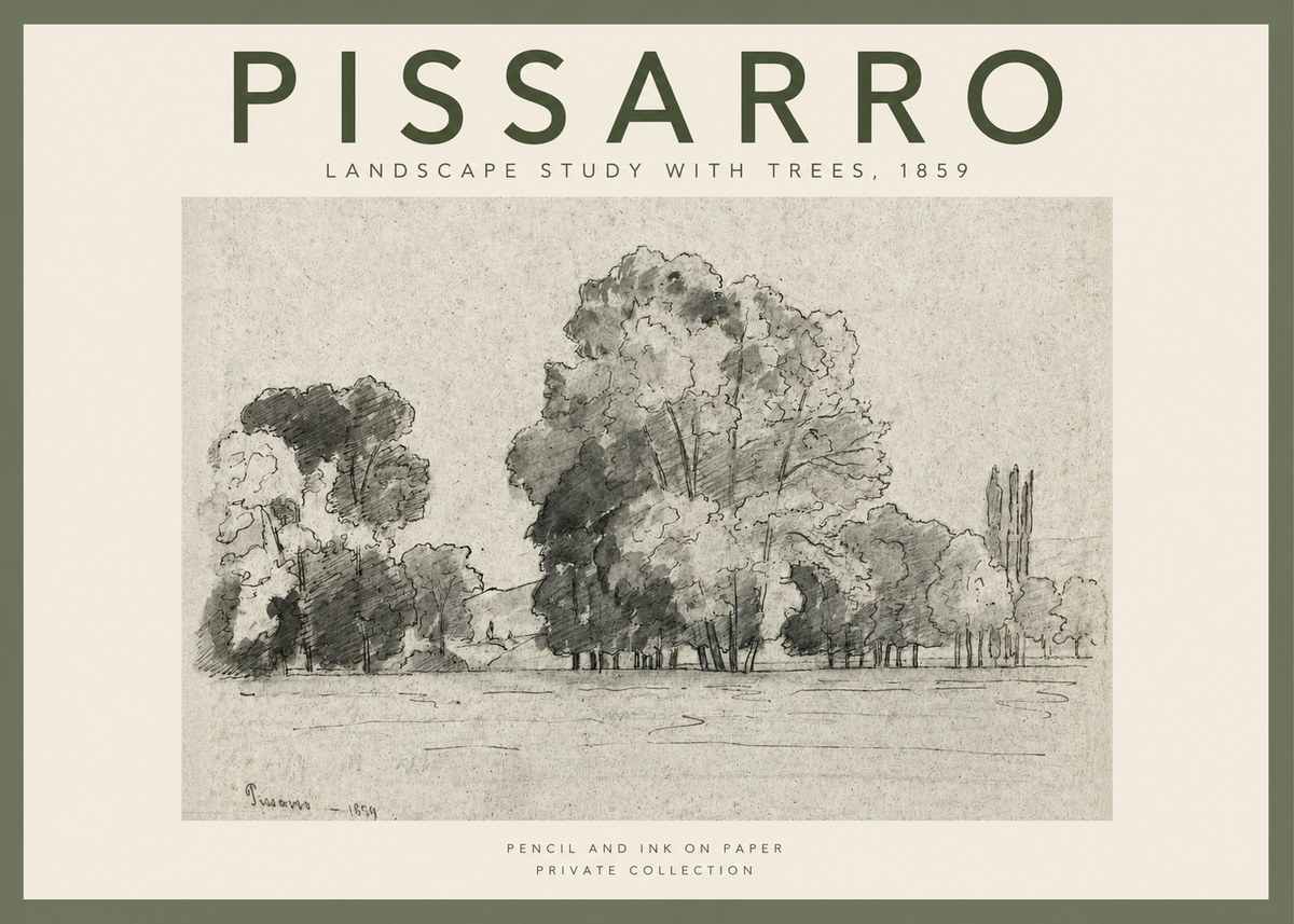 Pissarro Landscape Study with Trees No2 - Poszter