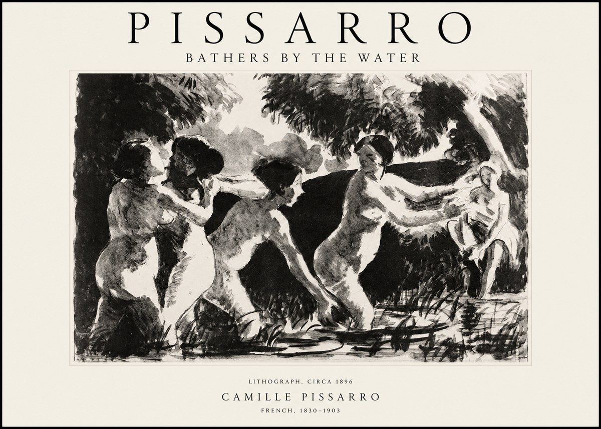 Pissarro Bathers by the Water No1 - Poszter