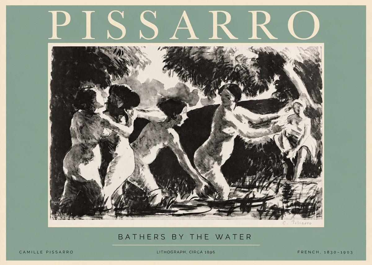 Pissarro Bathers by the Water No2 - Poszter