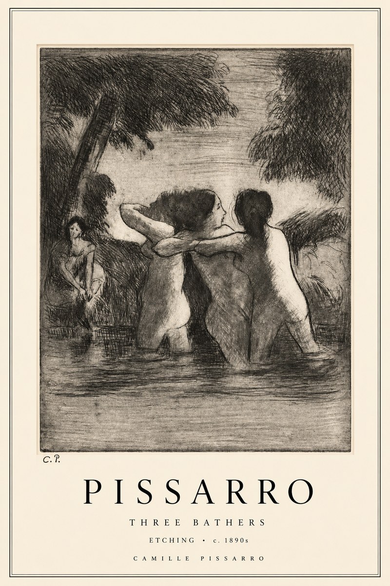 Pissarro Three Bathers No2 - Poszter